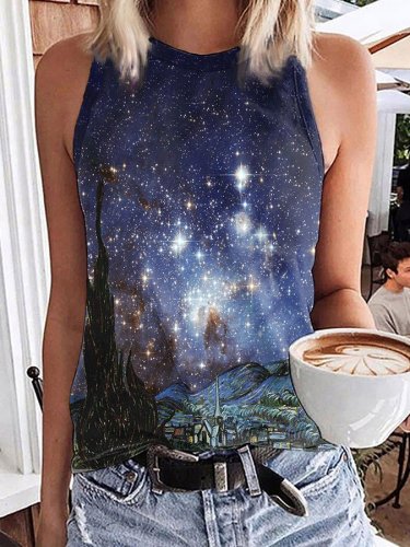 Women's Art Star Print Sleeveless T-Shirt