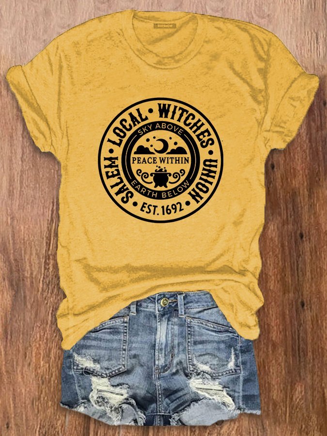 Women's Local Witches Union Salem Print Crew Neck T-Shirt