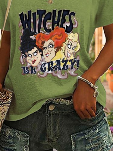 Vintage Witches Be Crazy Print T-Shirt