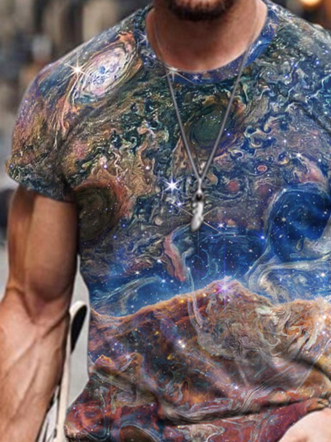 Oil Painting & Space Image Print Men's T-Shirt