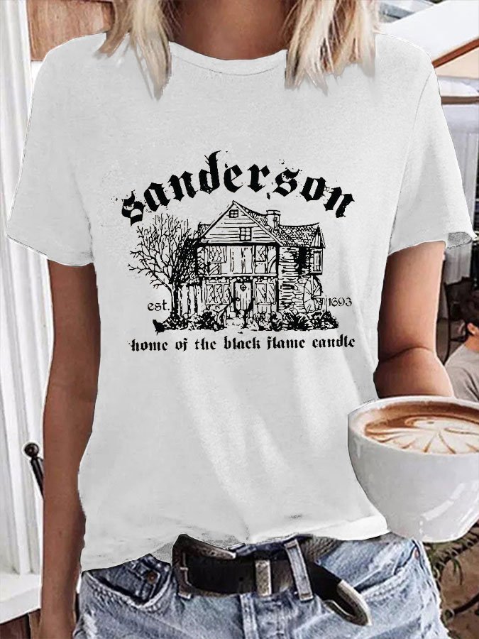 Women's Halloween Sanderson Witch Museum Print T-Shirt
