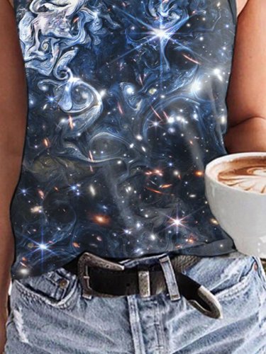 Oil Painting & Space Image Print Tank Top