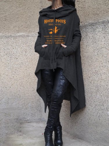 Women's Witch Graphic Casual Cape Hoodie