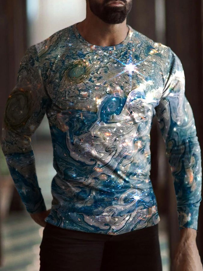 Oil Painting & Space Image Long Sleeve T-Shirt
