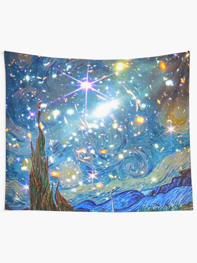 Oil Painting & Space Image Printed Tapestry