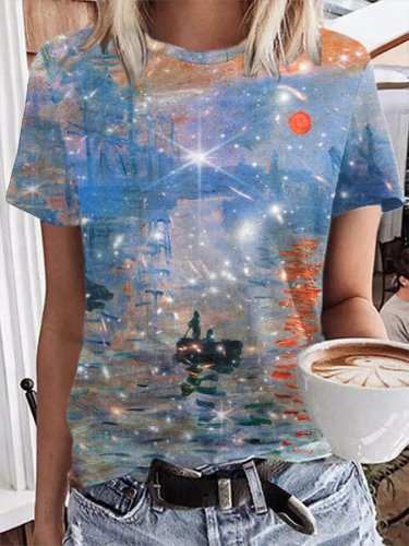 Oil Painting & Space Image T-Shirt