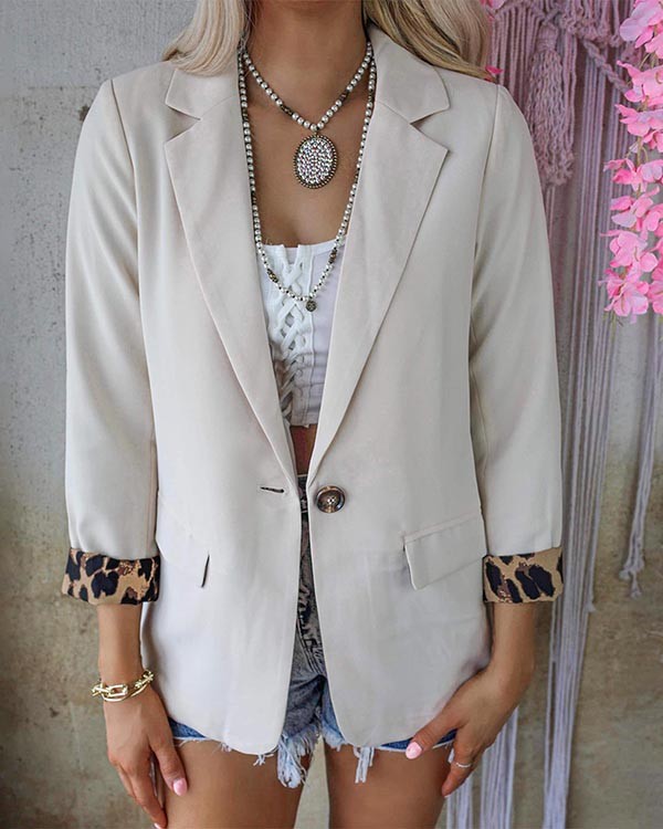 Leopard Panel Long Sleeve Cardigan Casual Cardigan