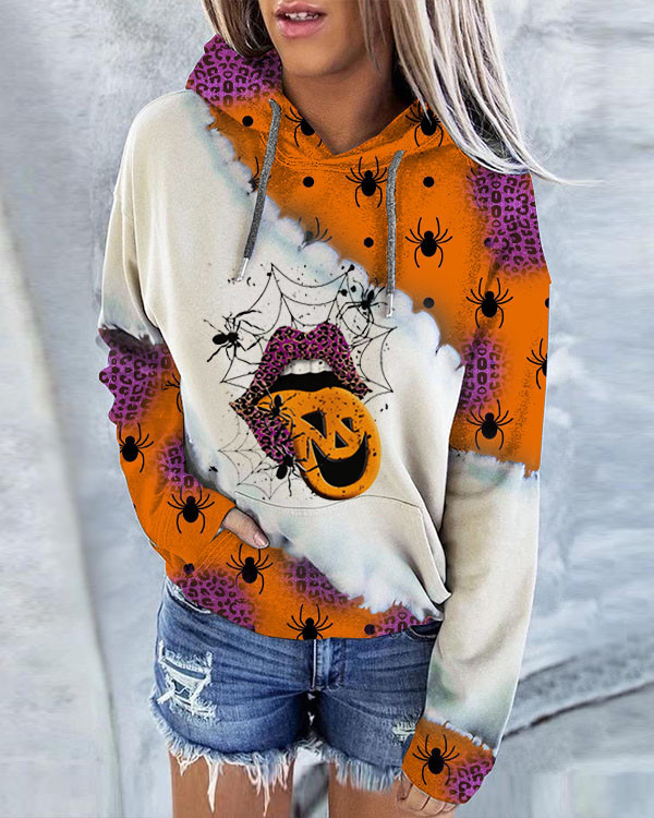 Women's Halloween Print Hoodie Long Sleeve Sweatshirt