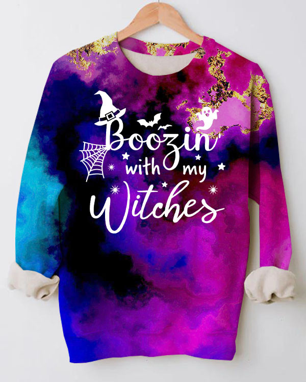 Boozin With My Witches Tie Dye Sweatshirt