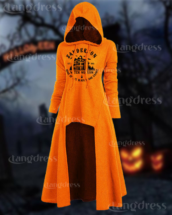 Sanderson Sisters Halloween Hooded High Low Drop Shoulder Longline Sweater