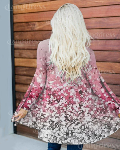 Snowflake Gradient Print Loose Cardigan