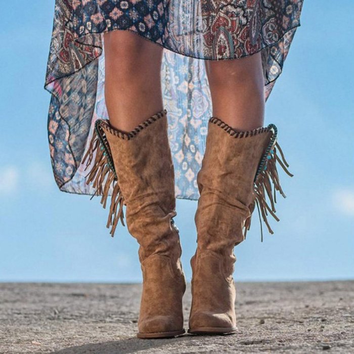 Western Style Tassel Embroidery Retro Boots