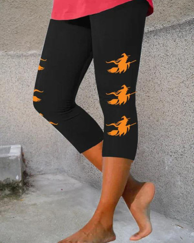 Women's Witch Print Cropped Leggings