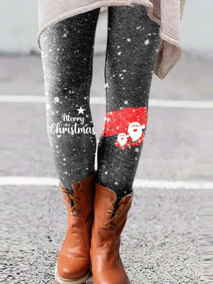 Christmas print fashion slim boots pants leggings