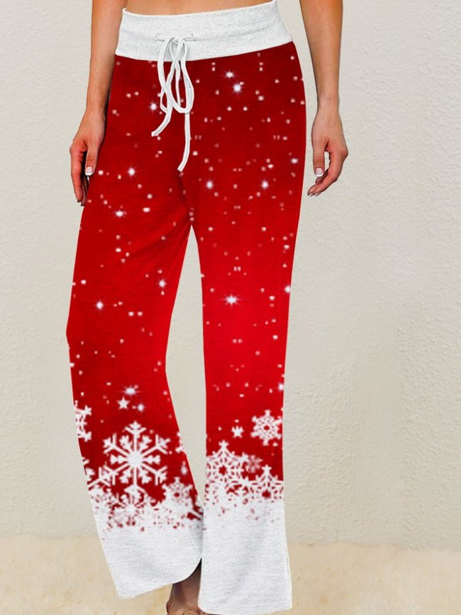 Christmas Cradient Snowflake Slacks Pants