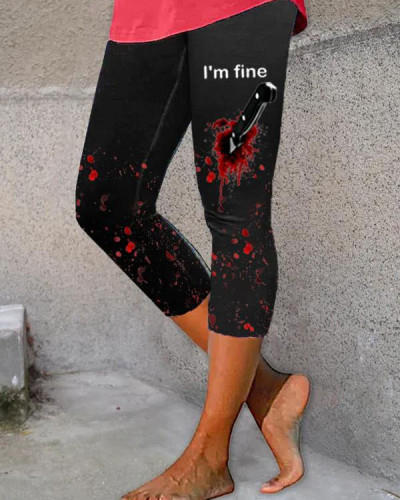 Women's Halloween I'M FINE Bloodstained Leggings
