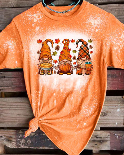 Fall Gnomes Print T-Shirt