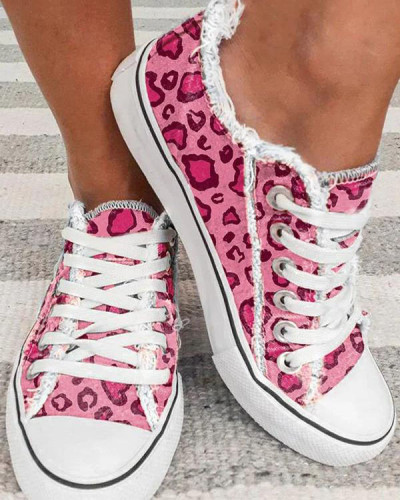 Anti-Breast Cancer Pink Leopard Print Espadrilles