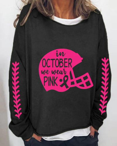 Women's FOOTBALL & Breast Care In October We Wear Pink Print Sweatshirt