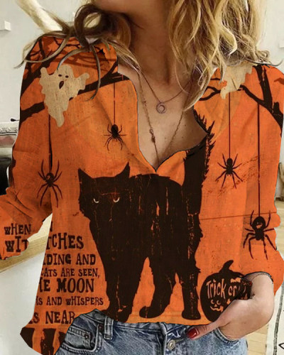 Women's Halloween Print Loose Shirt