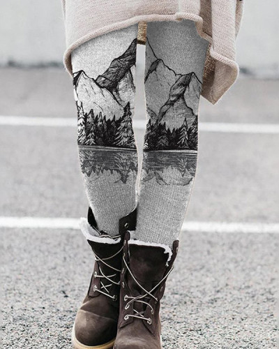 Mountains Lanscape Reflection Art Leggings