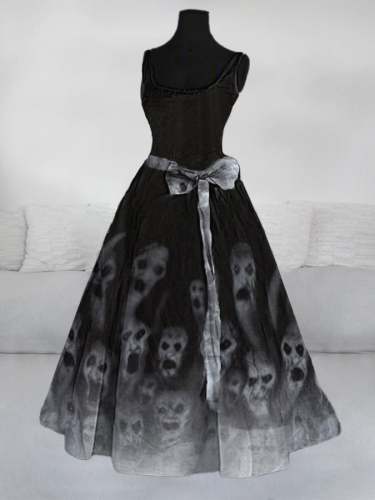 Women's Halloween Vintage Skull Print Dress