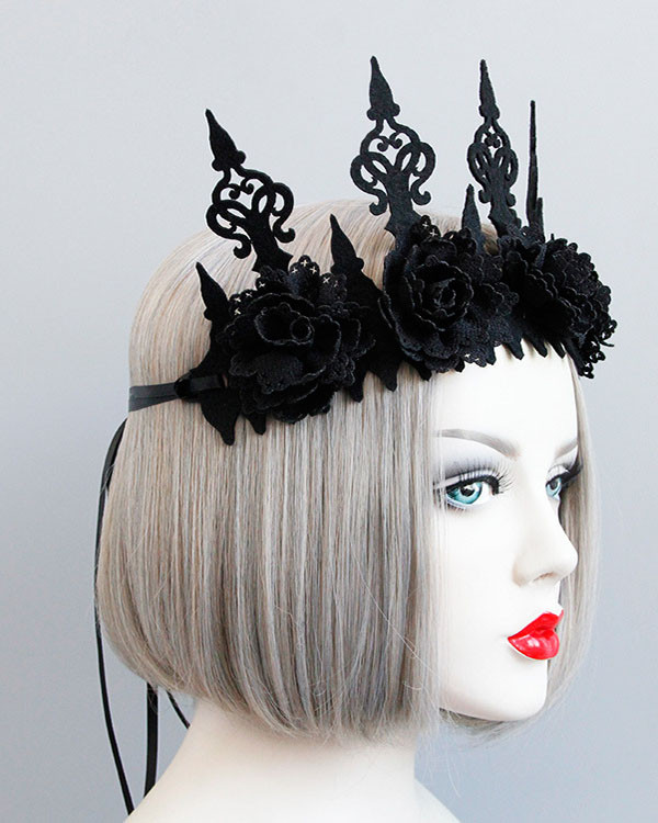 Gothic Black Crown Halloween Witch Crown