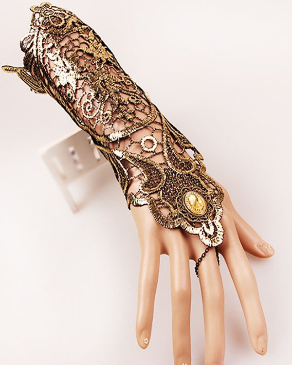 Vintage Gold Lace Gloves