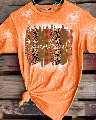 Thankful Brushstroke T-Shirt Tee - Orange