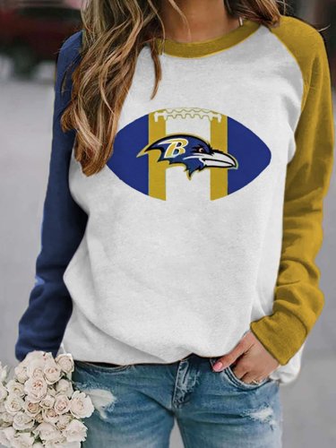 Women's Baltimore Ravens Football Gameday Contrast Print Casual Sweatshirt