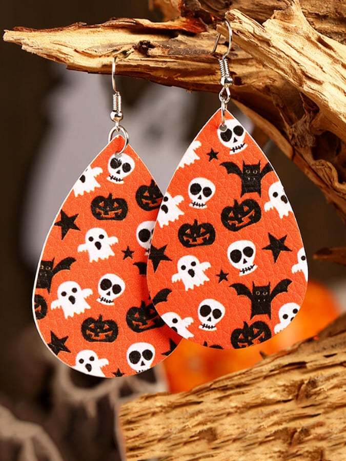 Halloween Casual Ghost Printed Earrings