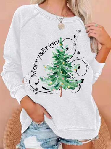 Women's Merry And Bright Christmas Tree🎄 Sweatshirt