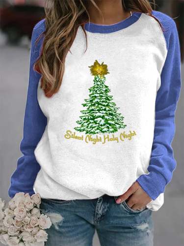Women's Merry Christmas Tree Print Sweatshirt