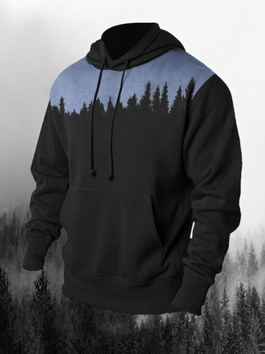 Cozy Forest Trees Printed Men's Hoodie