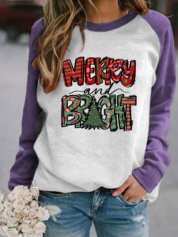 Women's Christmas Merry And Bright Print Sweatshirt