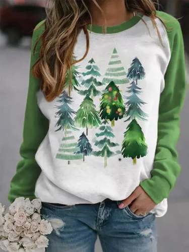 Women's Christmas Tree Print Casual Sweatshirt