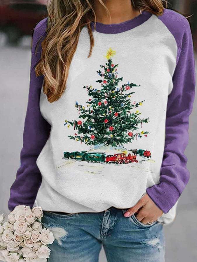 Women's Christmas Tree Truck Print Sweatshirt
