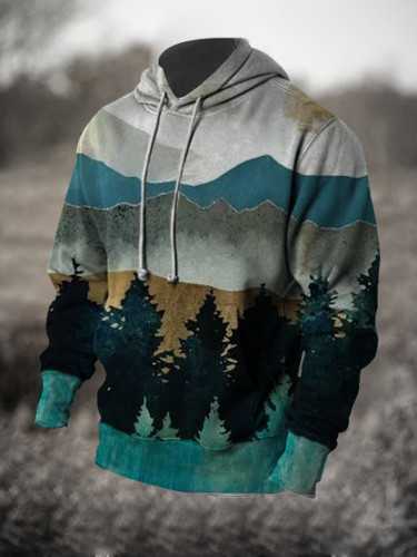 Mountain Forest Printed Men's Hoodie
