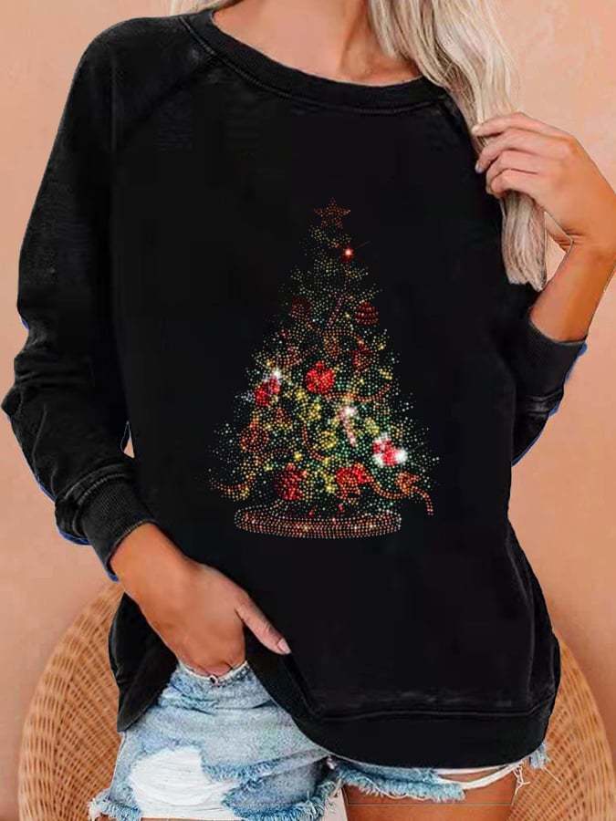 Women's Merry Christmas Tree Print Casual Sweatshirt