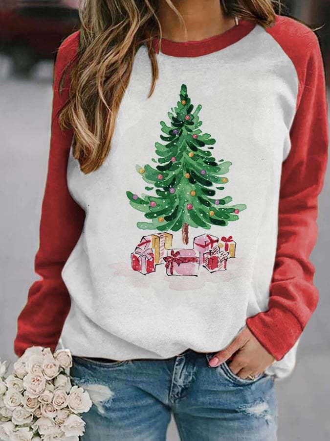 Women's Christmas Tree Print Sweatshirt
