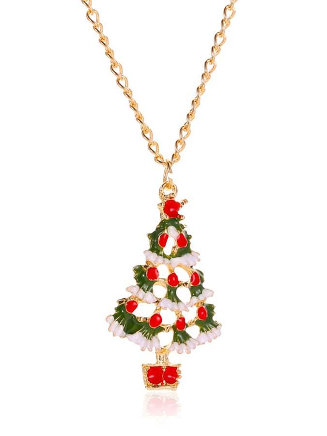 Women's Vintage Christmas Tree Pendant Necklace