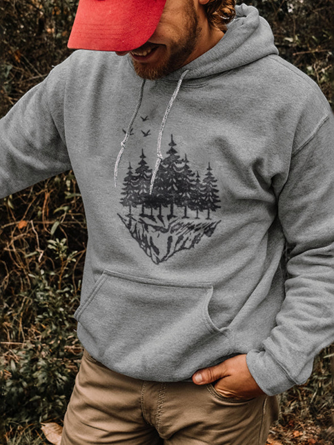 Printed Outdoor Kangaroo Pocket Hoodie