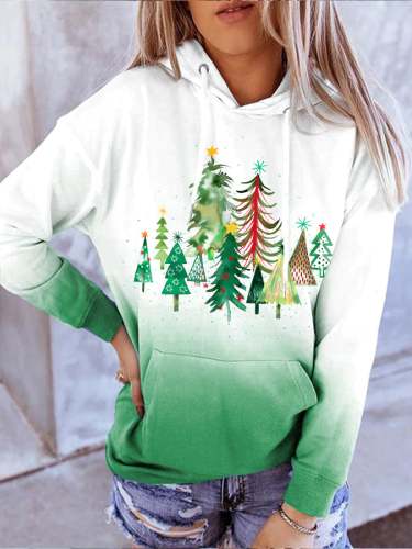 Women's Merry Christmas Tree Gradient Sweatshirt