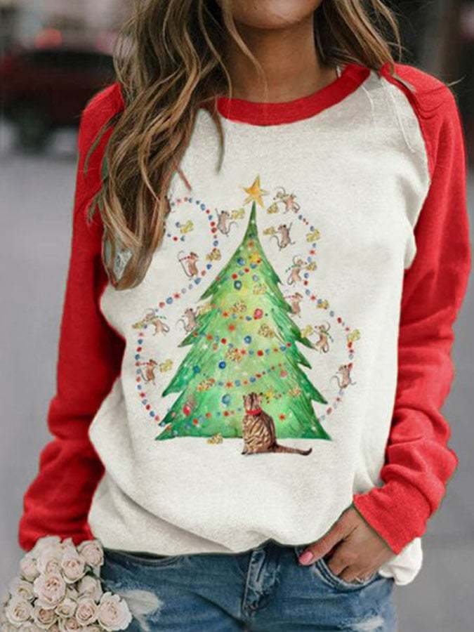 Fashion Colorblock Print Long Sleeve Sweatshirt