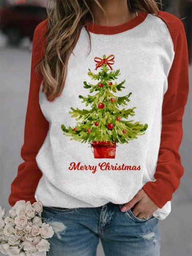 Women's Merry Christmas Tree🎄 Print Casual Sweatshirt