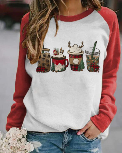 Women's Christmas Coffee Print Sweatshirt