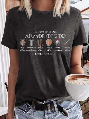 Women's Put on The Full Armor of God Print T-Shirt