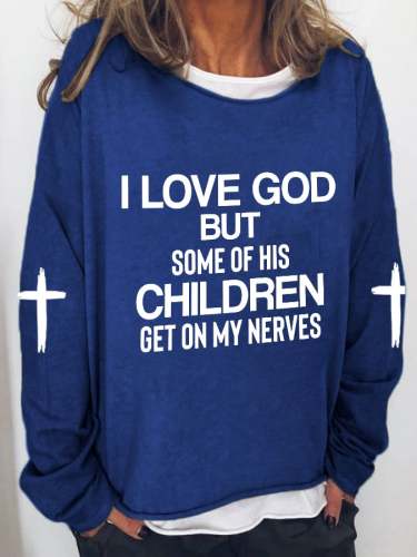 Women's Faith I Love God Print Long Sleeve T-Shirt