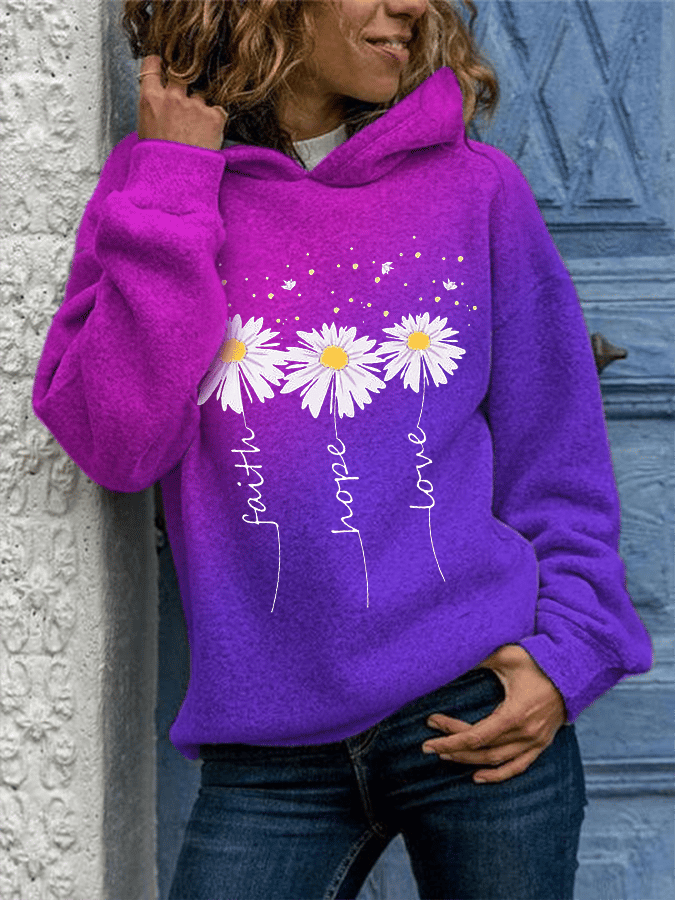 Women's FAITH&HOPE&LOVE Printed Hooded Sweatshirt