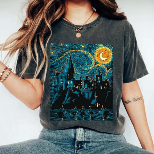 Starry Night Wizarding Castle T-Shirt